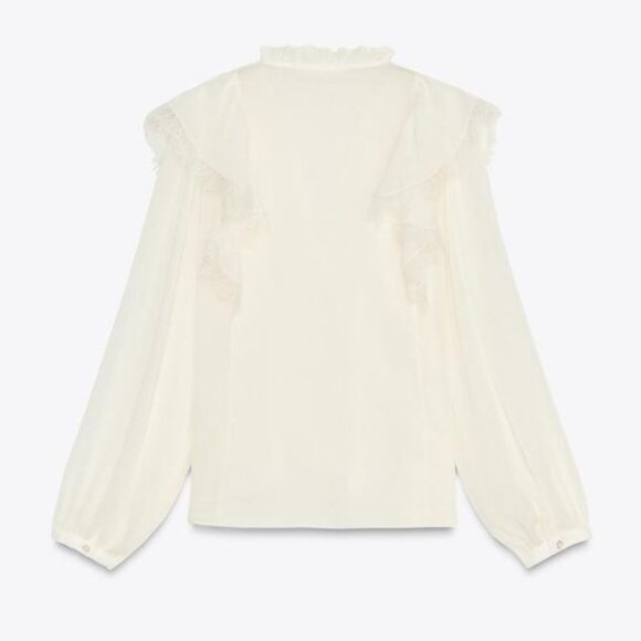 ZARA-LACE RUFFLE BLOUSE - Picture 4 of 5